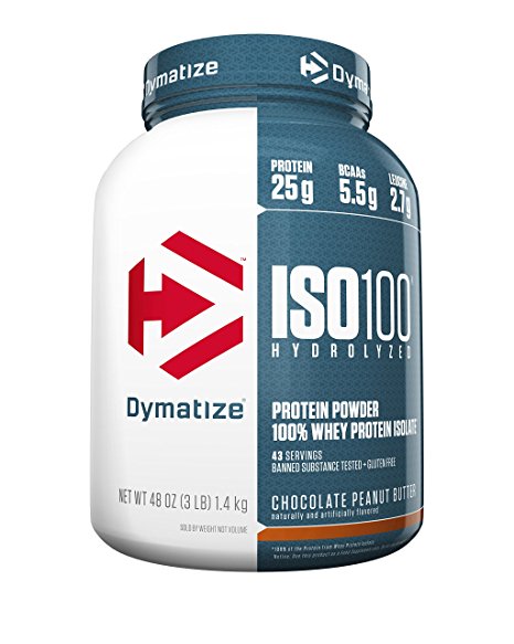 Dymatize ISO 100 Whey Protein Powder Isolate, Chocolate Peanut Butter, 3 lbs