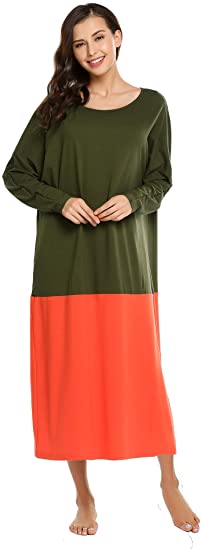 Zeagoo Sleepwear Women's Casual Nightshirt Long Sleeve Long Nightgown