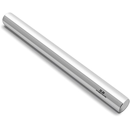 GA Homefavor 40 cm Stainless Steel Rolling Pin, Professional Dough Roller for Baker, Pastry, Cookies, Pizza