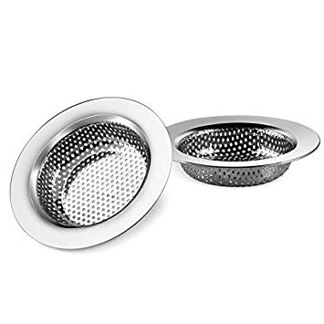 Kitchen Sink Strainer, LAFFINO 4.5 Inch Diameter Stainless Steel Drain Basket Strainers with Large Rim for Kitchen/Bathroom Sinks(Pack of 2)