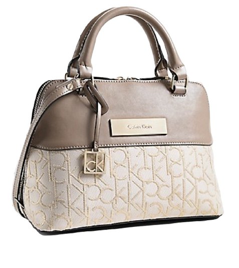 Calvin Klein Logo Jacquard Lurex Studio Dome Satchel Bag Handbag