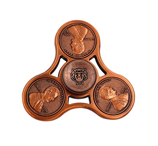heytech Penny Fidget Spinners Triple Sides Hand Spinner Fidget Toys Druable Zn-Alloy Up to 5 Minutes One Cent Limited Edition(Brass)