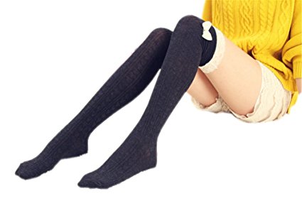 AnVei-Nao Ladies Girls Winter Bowknot Leg Warmer Lace Knit Crochet Sock Leggings