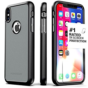 iPhone X Case, SaharaCase dBulk Protection Kit with [ZeroDamage Tempered Glass Screen Protector] Slim Fit Anti-Slip Grip [Shockproof Bumper with Hard Back] iPhone 10 (Gray)