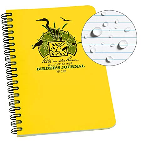 Rite in the Rain All Weather Spiral Notebook, 4 5/8" x 7", Yellow Cover, Birders Journal (No. 195)