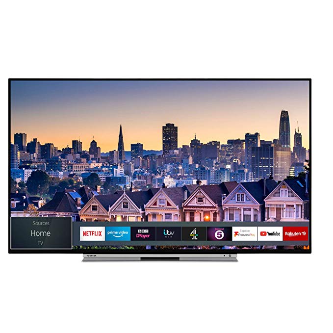 Toshiba 49UL5A63DB 49-Inch Smart 4K Ultra-HD HDR LED WiFi TV with Freeview Play - Black/Silver (2019 Model)