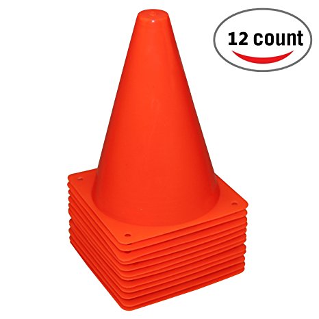Reehut 7.5 Inch Plastic Sport Training Traffic Cone (Set of 12 or 24)- 4 Colors
