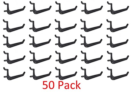 50 Pack Of JUMBO Pegboard Hooks Black Garage Tools Hammer Air Tool Storage Organization Jewelry