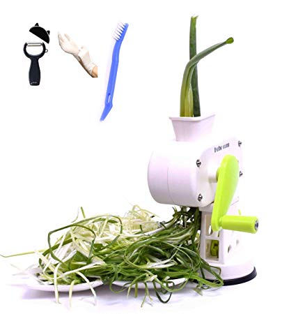 Hoho com Peeler kitchaide chopper Ultra Sharp Cylinders Green Onion Slicer Kitchen Vegetable Cutter (White)/ vegetable Peeler/Cleaning brush/Latex Gloves