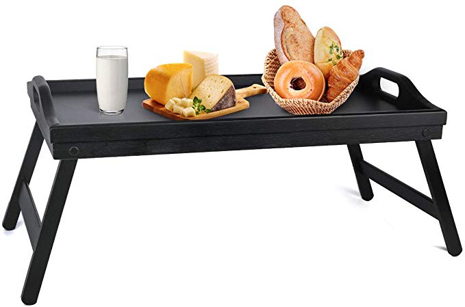 Bed Tray Table with Folding Legs Wooden Serving Breakfast in Bed or Use As a, Platter Tray, TV Table, Laptop Computer Tray, Snack Tray