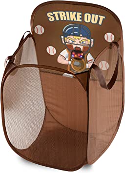 Kids Fun LED Baseball Light-Up Mesh Pop-up Hamper, Collapsible Space Saving and Easy to Store, Reinforced Heavy Duty Side Carry Handles
