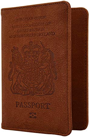 WantGor RFID Blocking PU Leather Passport and Card Holders (Brown)