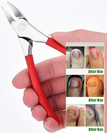 Toenail Clippers for Thick or Ingrown Toenails - YEESAM Precision Straight Edge Long Handle Toe Nail Clippers Scissors for Seniors Professional Trimmer (New Red)