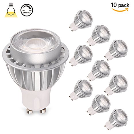 ZHUY GU10 LED Bulbs (10 Pack Warm White) - LED 7-Watt Dimmable GU10 MR16 38° High Power 60W Equivalent, GU10 LED Light Bulbs, 600lm, GU10 LED