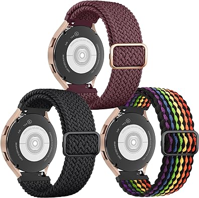 Tobfit Braided Stretchy Bands Compatible with Samsung Galaxy Watch 6 Band 40mm 44mm & Galaxy Watch 6 Classic Band 43mm 47mm, Adjustable Elastic Solo Loop Replacement Nylon Strap Wristbands for Samsung Galaxy Watch 6/5/4 Women Men (3 Pack)