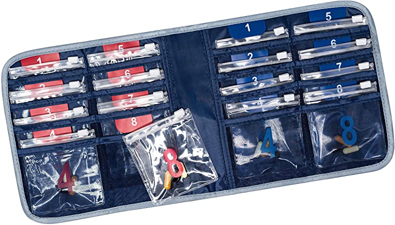 Lewis N. Clark AM/PM Folding Pill Organizer   Supplement Case for OTC Medicine, Navy