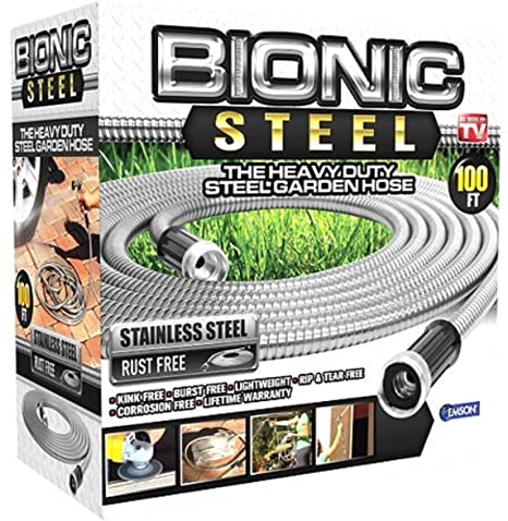 Bionic Steel 304 Stainless Steel Metal Garden Hose 100FT - Lightweight, Kink-Free, and Stronger Than Ever, Durable and Easy to Use