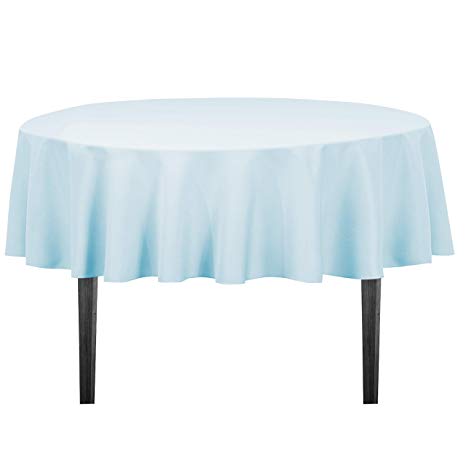 LinenTablecloth 70-Inch Round Polyester Tablecloth Baby Blue