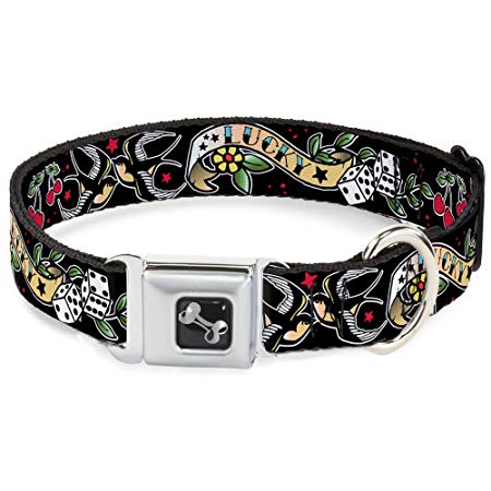 Buckle Down Seatbelt Buckle Dog Collar - Lucky Red