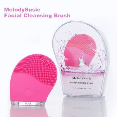 MelodySusie® Sonic Facial Cleansing Brush, Cleanser & Massager Silicone Vibrating Waterproof Facial Cleansing System (Rose)