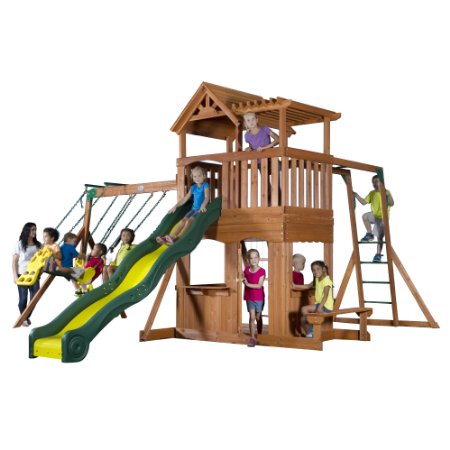 Backyard Discovery Thunder Ridge All Cedar Wood Playset Swing Set