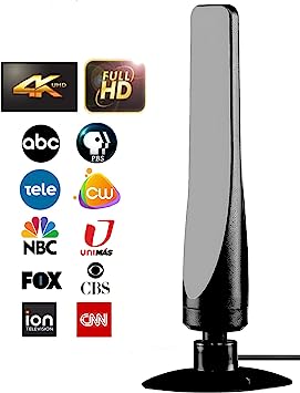 [2023 Release] Antier 400  Miles Range Indoor TV Antenna – HDTV Antennas are 8K 4K Full HD Compatible, with Best Powerful Amplifier and Signal Booster, 16ft Coaxial Cable for Smart & Older TVs