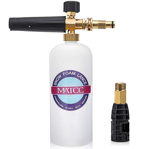 MATCC Foam Cannon for Sun Joe, Adjustable Snow Foam Lance for Sun Joe SPX Series Pressure Washers Jet Wash with Brass Quick Connector Foam Blaster 0.22 Gallon Bottle