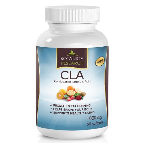 CLA 1000mg Conjugated Linoleic Acid - Belly Fat Burn Formula and Metabolism Booster to support Fast Weight Loss and Stomach Fat Reduction. 60 Fat Burning Capsule Pills - Botanica Research