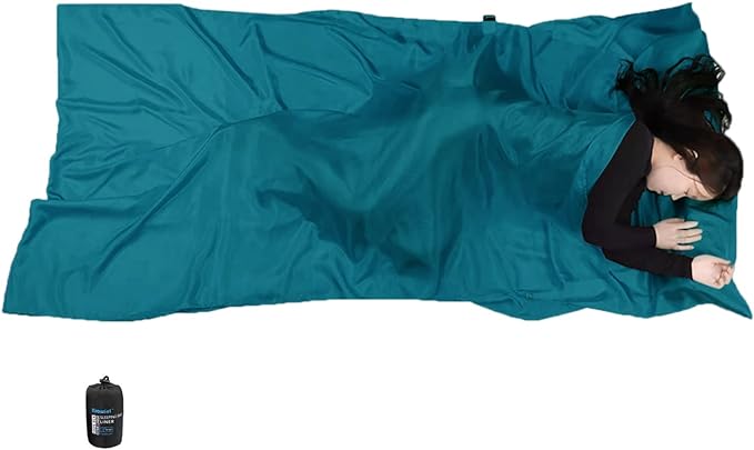 Browint Silk Sleeping Bag Liner, Silk Sleep Sack, Extra Wide 87"x43", Lightweight Travel Sheet for Hotels, More Colors for Option, Reinforced Gussets