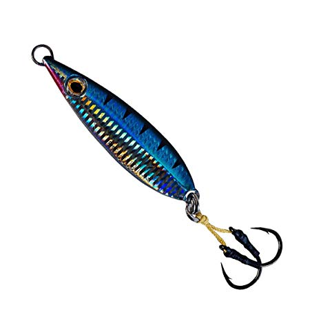 REELDICULOUS Flat Fall Iron Slow Vertical Fast Ocean Jigs w/MUSTAD Hooks & Owner Rings | Military Grade Kevlar Assist Cords | 7 Colors & 5 Weights | Angler Preferred Lures | Scientifically Engineered