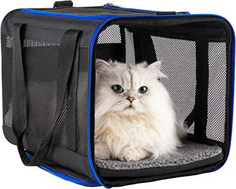 petisfam Soft Pet Travel Carrier Bag for Cats and Dogs up to 25 lbs. Easy Load and Make Vet Visit Less Stressful