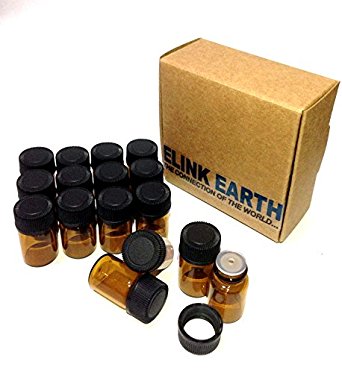 2ml (5/8 dram) Amber Glass Essential Oil Bottle with Orifice Reducer and cap- 16 pack