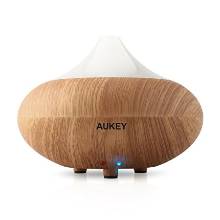 Aukey Electronic Aromatherapy Essential Oil Diffuser Ultrasonic Cool Mist Aroma Humidifier With Color Changing Lights and Waterless Auto Shut-off Function for Office, Yogo, Spa, Home, Bedroom (BE-A1, Light Brown)