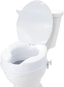 VEVOR Raised Toilet Seat, 4" Height Raised, 300 lbs Weight Capacity, Universal Toilet Seat Riser, Screw Rod Locking, with Toilet Seat, for Elderly, Handicap, Patient, Pregnant, Medical