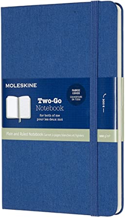 Moleskine Two-Go Textile Notebook, Hard Cover, Medium (4.5" x 7") Lapis Blue, 144 Pages