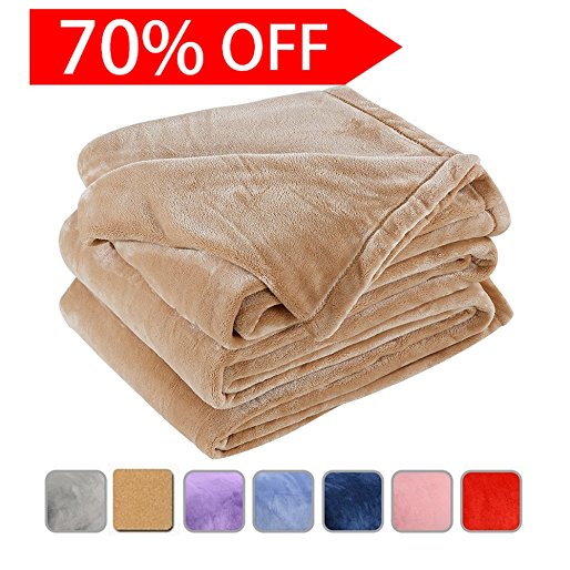 Fleece Bed Blanket Super Soft Warm Fuzzy Velvet Plush Throw Lightweight Cozy Couch Blankets King(104-Inch-by-90-Inch)Cream