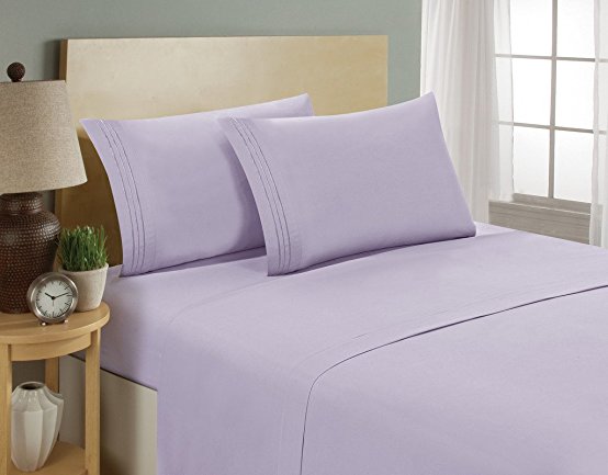 Luxurious Sheets Set 1800 3-Line Collection Brushed Microfiber Deep Pocket Super Soft and Comfortable Hotel Collection Sheets by Bellerose - King, Lilac