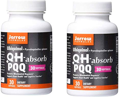 Jarrow Formulas Ubiquinol  Pyrroloquinoline Quinone QH-Absorb PQQ Supports Mitochondrial Biogenesis, Heart Health and Cognitive Function (30 Softgels) Pack of 2
