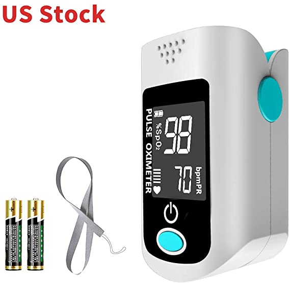 Fingertip Oximeter Blood Measure Oxygen Saturation Monitor, Pulse PR Heart Rate Monitors and Spo2 Reading Oxygen Meter with Finger Plethysmograph and Perfusion Indicator