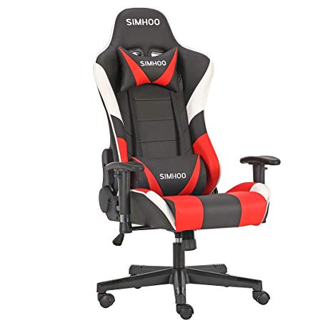 Simhoo Gaming Racing Chair Office High Back PC Computer Chairs with Adjustable Armrest, Home Video Game Swivel Chair,180degree Recliner
