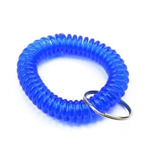 Bluecell Pack of 6 Plastic Wrist Coil Wrist band Key Ring chain for Outdoor Sport (Blue)