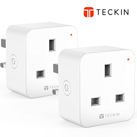 Smart Plug WiFi Outlet Compatible with Alexa, Echo, Google Home and IFTTT, TECKIN Mini Smart Socket with Energy Monitoring and Timer Function, No Hub Required, 16A, (2 Pack)