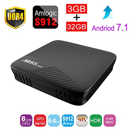 ESHOWEE M8S PRO Android 7.1 TV Box Amlogic S912 Octa-core DDR4 3GB 32GB BT4.1 2.4/5 Dual-Band WiFi 4K UHD