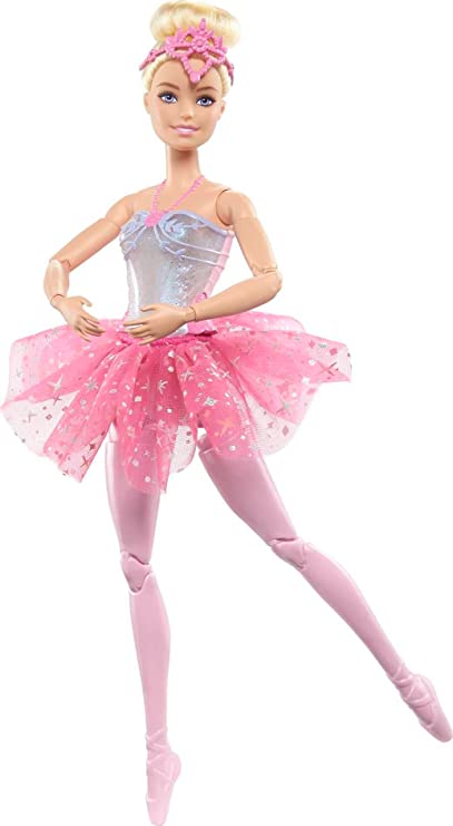 Barbie Doll Magical Ballerina Doll Blonde Hair Light-Up Feature Tiara and Pink Tutu Ballet Dancing Poseable Kids Toys