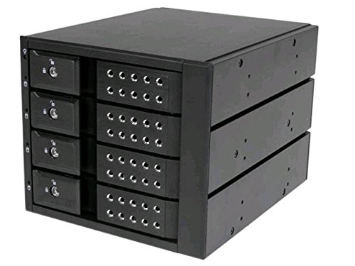 StarTech.com 4 Drive Bay Aluminum Trayless Hot Swap Mobile Rack Backplane with Fan and Lock for 3.5in SAS II / SATA III - 6 Gbps Hard Drive (HSB4SATSASBA)