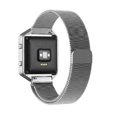 Fitbit Blaze Accessory Band Large (6.3-9.1 in),Oitom® Milanese loop stailess steel Bracelet Strap for Fitbit Blaze Smart Fitness Watch, Black, Silver, Large with unique Magnet lock (Silver)
