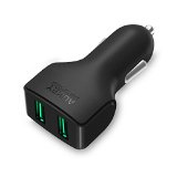 Car ChargerAukey 24W48A 2-Port USB car charger for iPhone 6S 6 6 Plus iPad Air 2 mini 3 Galaxy S6  S6 Edge  Edge Note 5 and MoreThe Smallest and Most Powerful- Black
