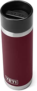 YETI Rambler 18 oz Bottle, Stainless Steel, Vacuum Insulated, with Hot Shot Cap, Wild Vine Red