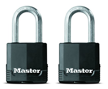 Master Lock Padlock, Magnum Covered Laminated Steel Lock, 1-7/8 in. Wide, M115XTLF (Pack of 2-Keyed Alike)