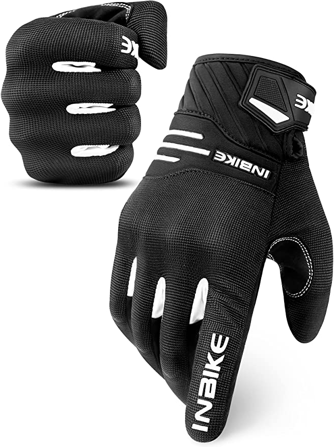 INBIKE Breathable Motorcycle Gloves Men Motorbike Riding Touchscreen Hard Knuckle TPR Palm Pad White Small